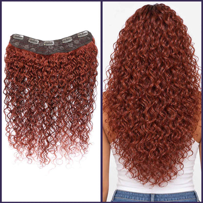 Authris Curly 1-Piece Clip-In Human Hair Extensions | Auburn Brown