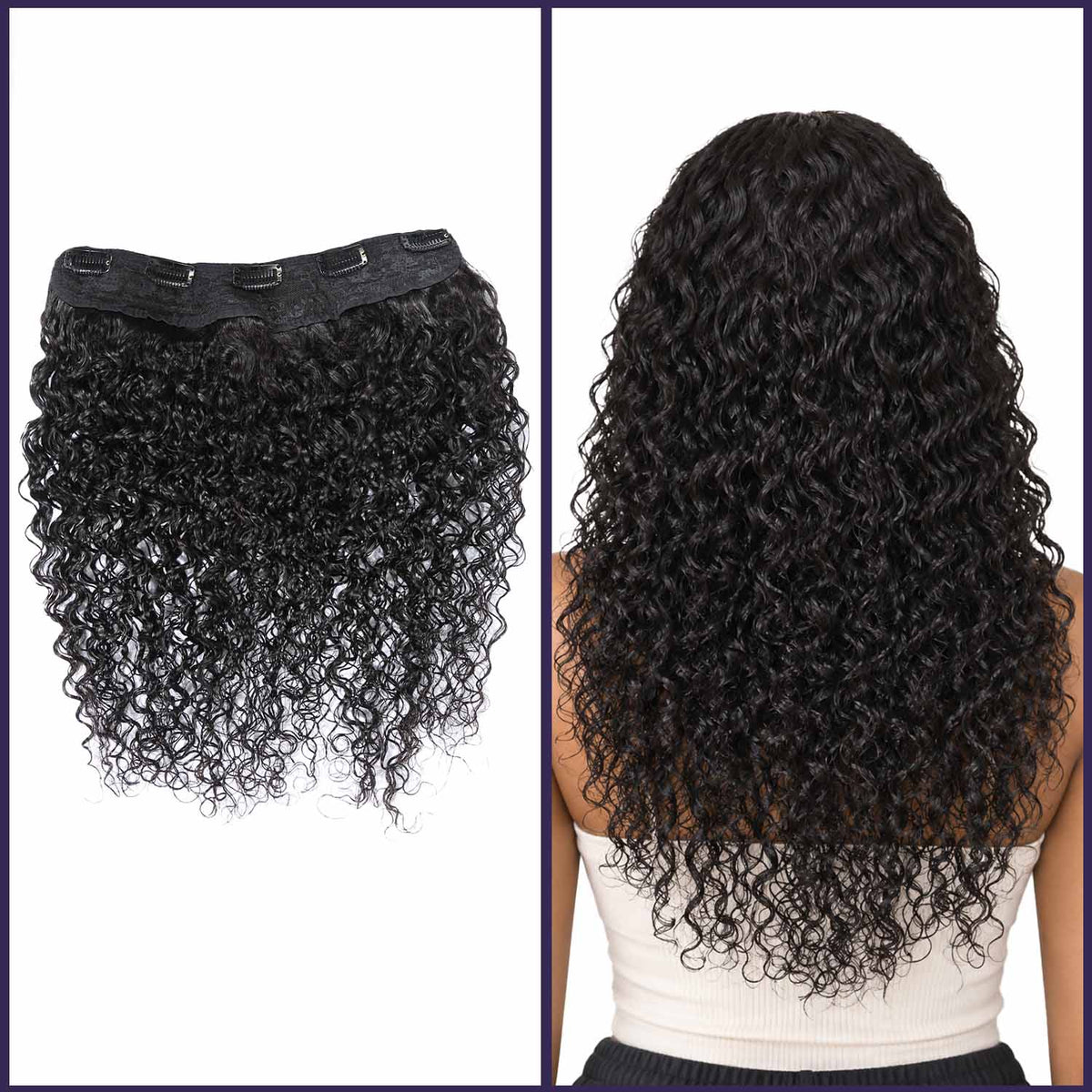 Authris Curly 1-Piece Clip-In Human Hair Extensions | Natural Black