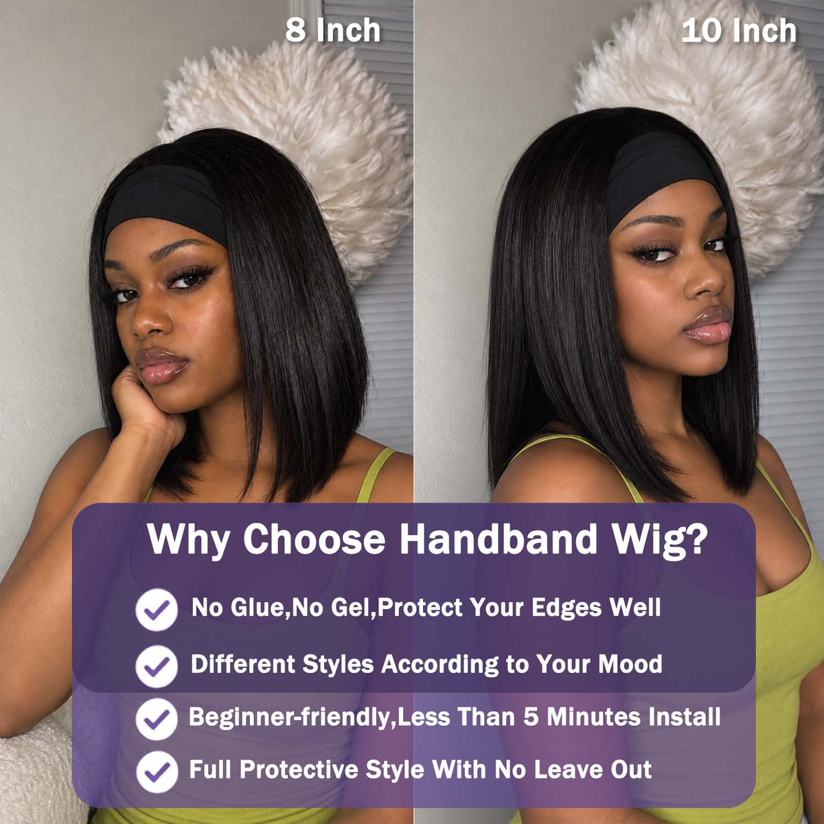 AUTHRIS Headband Bob Wig | Natural Black