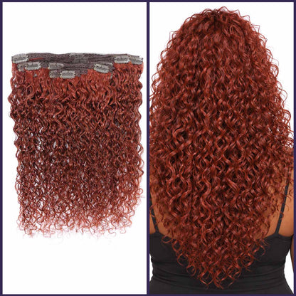 Authris Curly 8-Piece Clip-In Human Hair Extensions | Auburn Brown