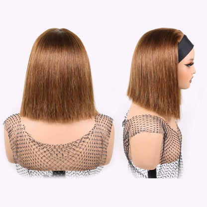 Authris Straight Headband Bob Human Hair Wig | Chocolate Brown