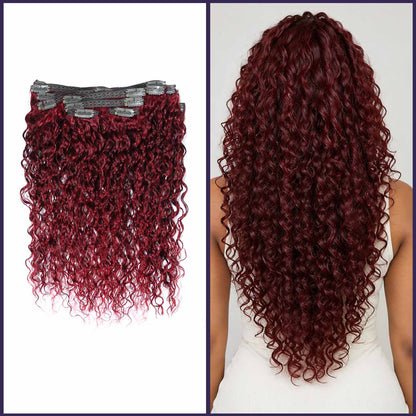 Authris Deep Wave 8-Piece Clip-In Human Hair Extensions | Burgundy