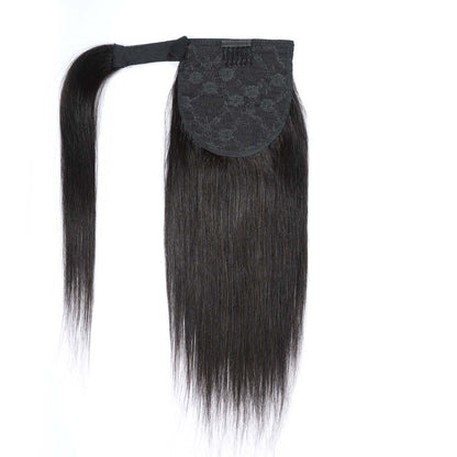 Authris Straight Human Hair Instant Wrap Ponytail | Natural Black