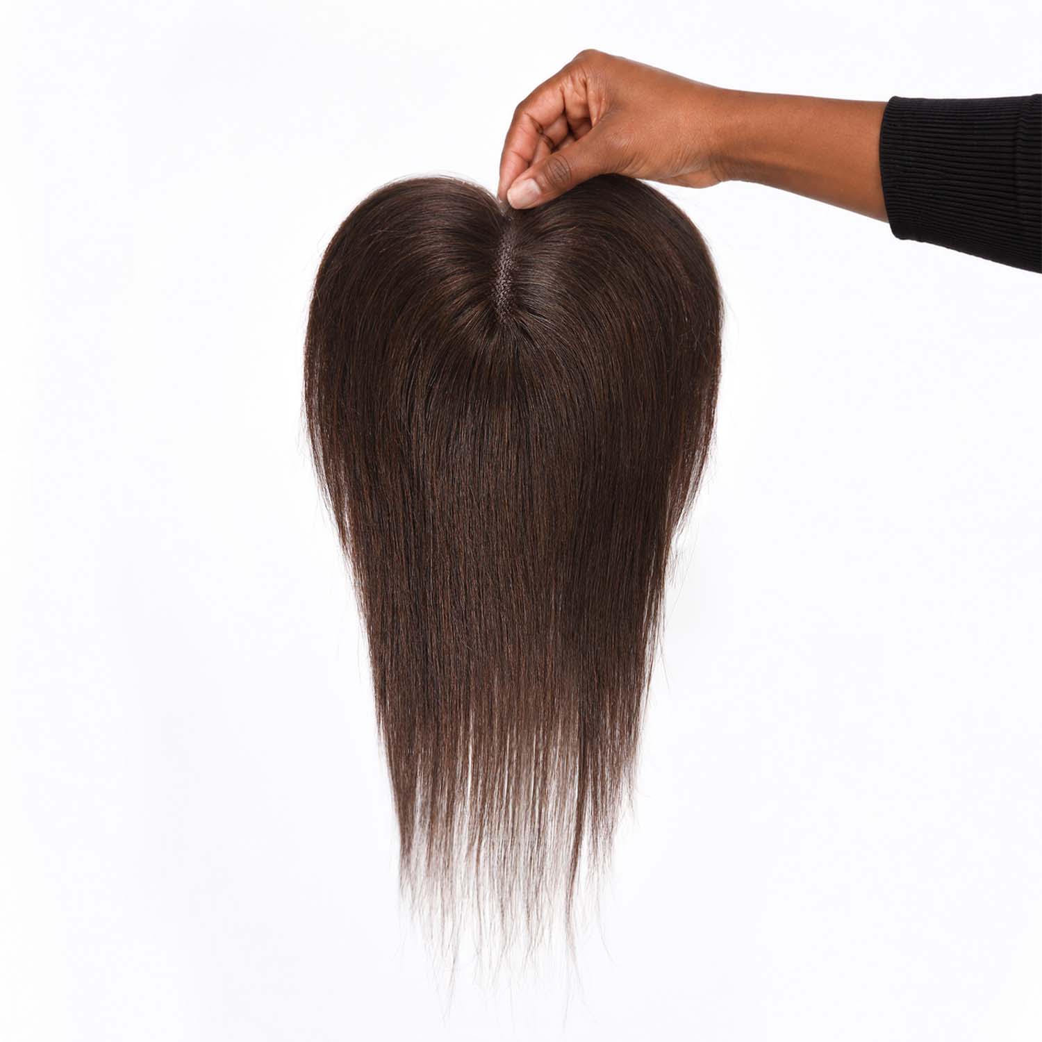 Authris Straight Heart-shaped middle parting Hair Topper for women | Chocolate Brown