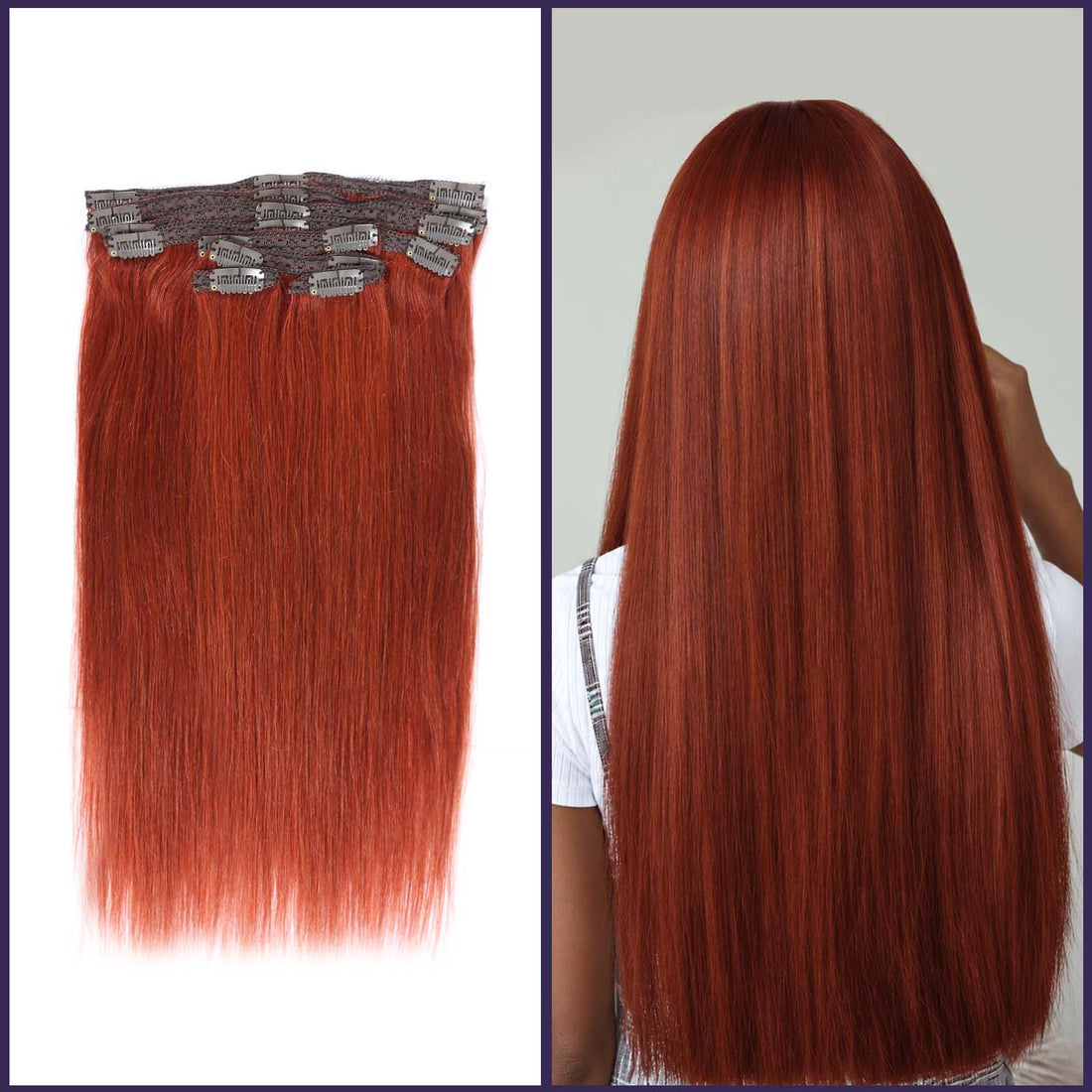 Authris Straight 8-Piece Clip-In Human Hair Extensions | Auburn Brown