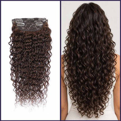 Authris Deep Wave 4-Piece Clip-In Human Hair Extensions | Chocolate Brown
