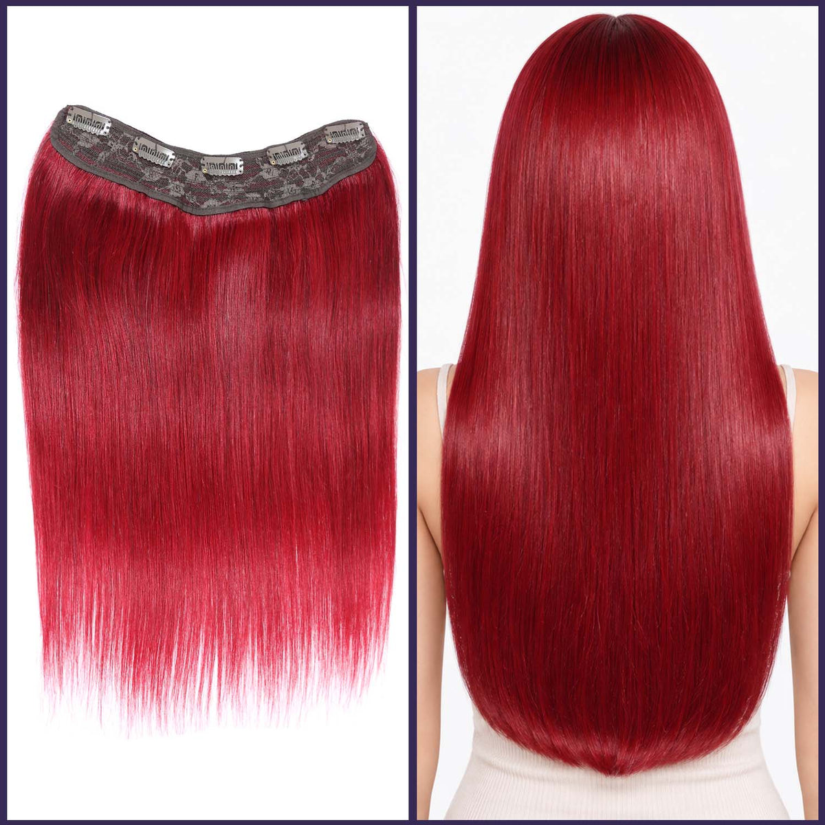 Authris Straight 1-Piece Clip-In Human Hair Extensions | Burgundy