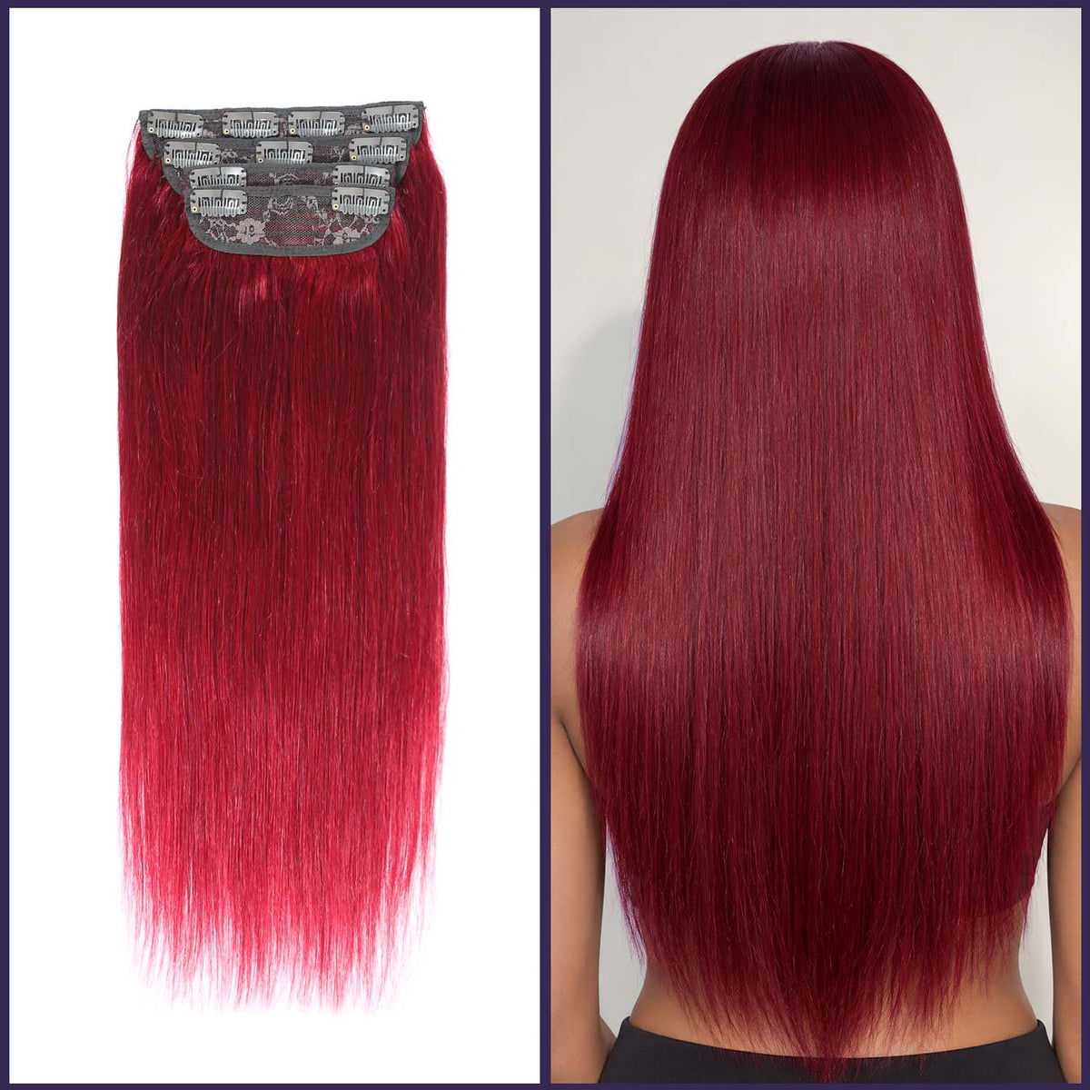 Authris Straight 4-Piece Clip-In Human Hair Extensions | Burgundy