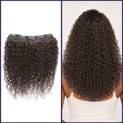 Authris Curly 1-Piece Clip-In Human Hair Extensions | Chocolate Brown