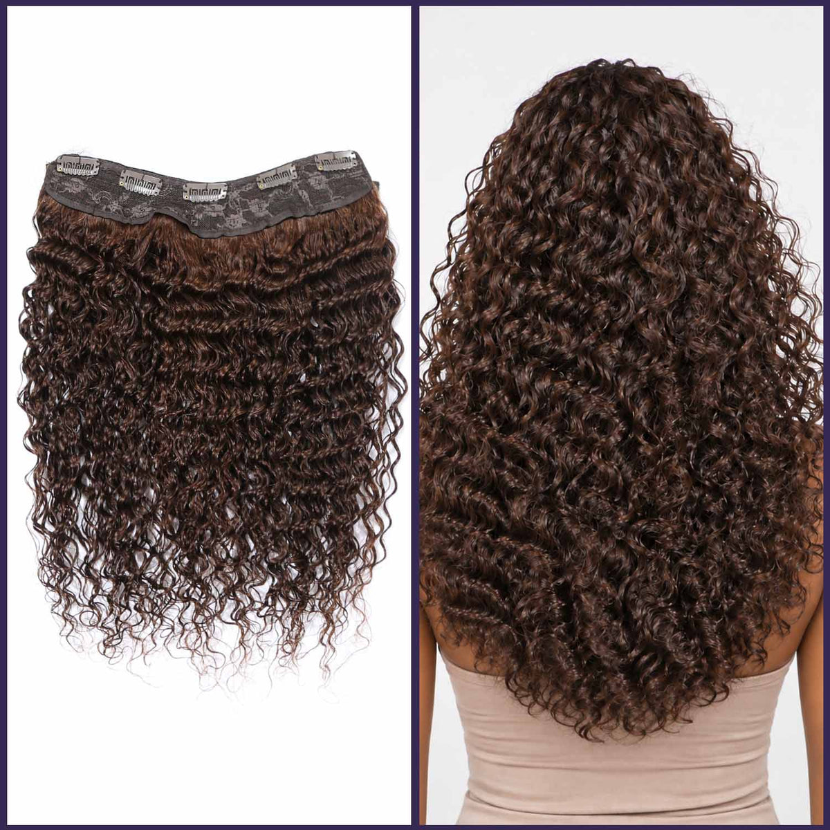Authris Deep Wave 1-Piece Clip-In Human Hair Extensions | Chocolate Brown