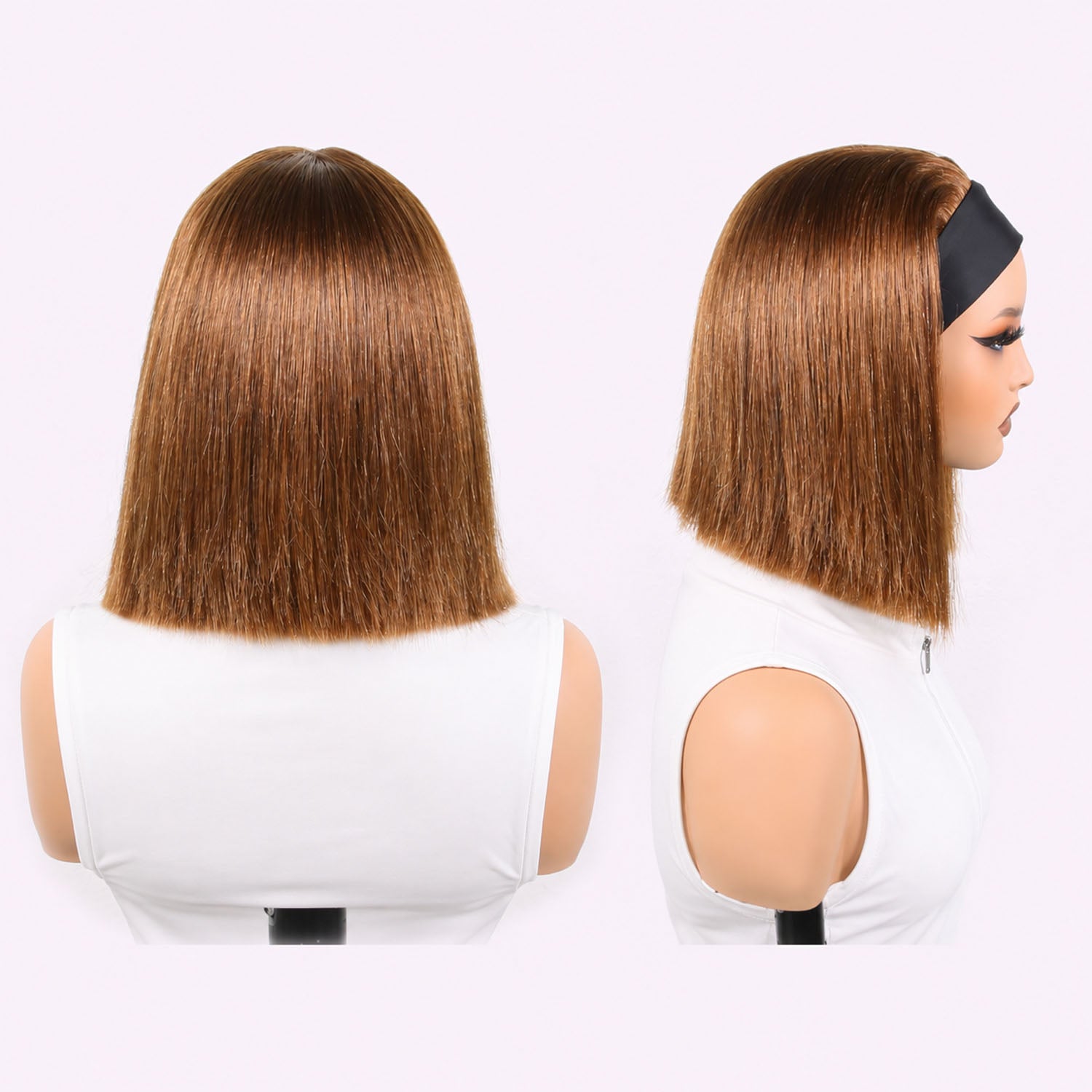 Authris Straight Headband Bob Human Hair Wig | Chocolate Brown