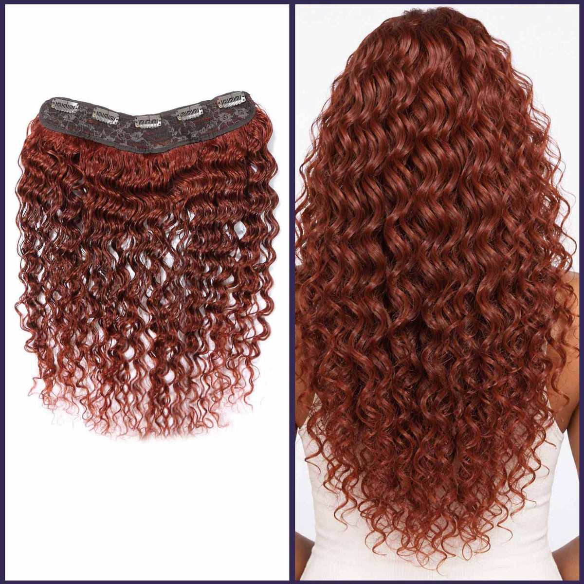 Authris Deep Wave 1-Piece Clip-In Human Hair Extensions | Auburn Brown