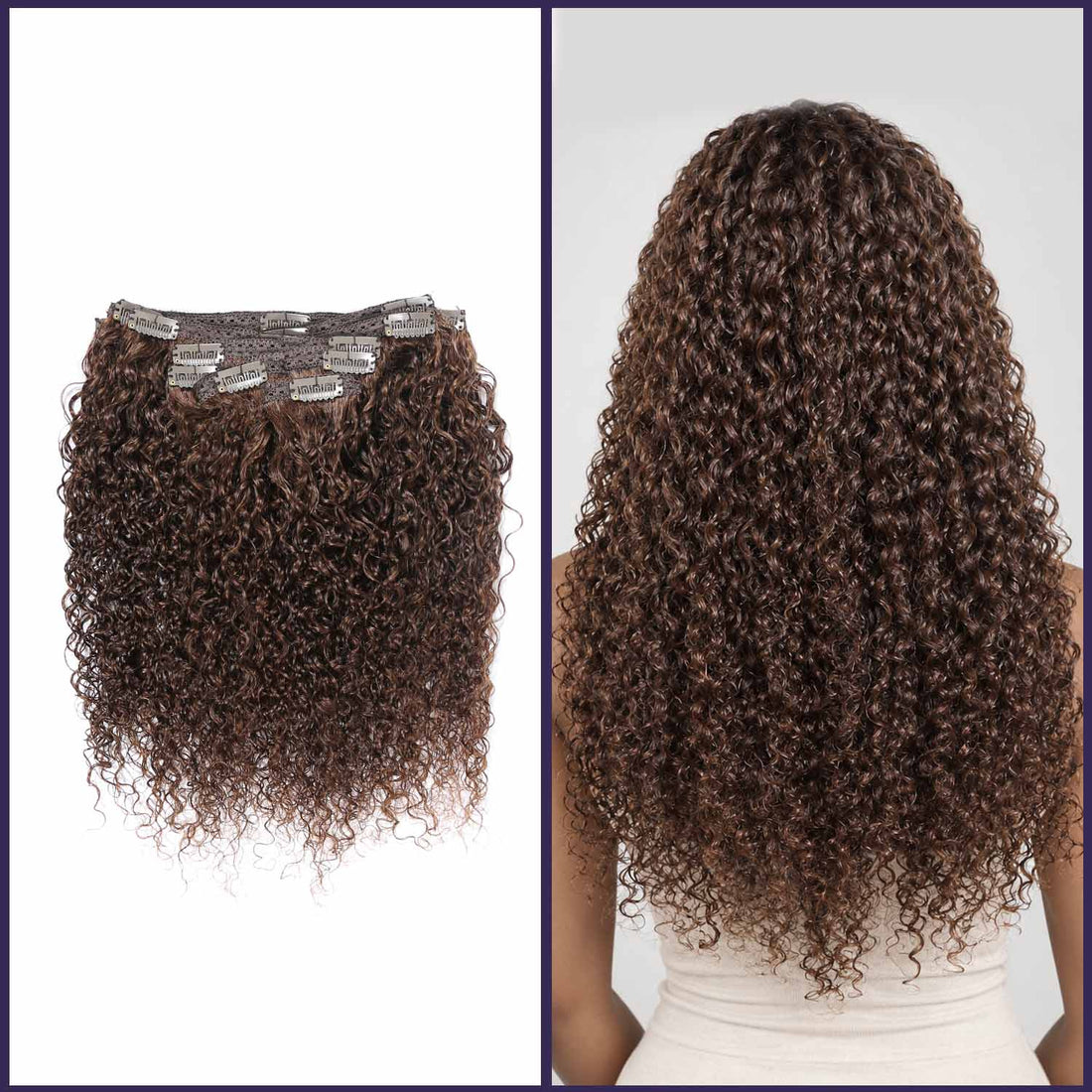 Authris Curly 8-Piece Clip-In Human Hair Extensions | Chocolate Brown