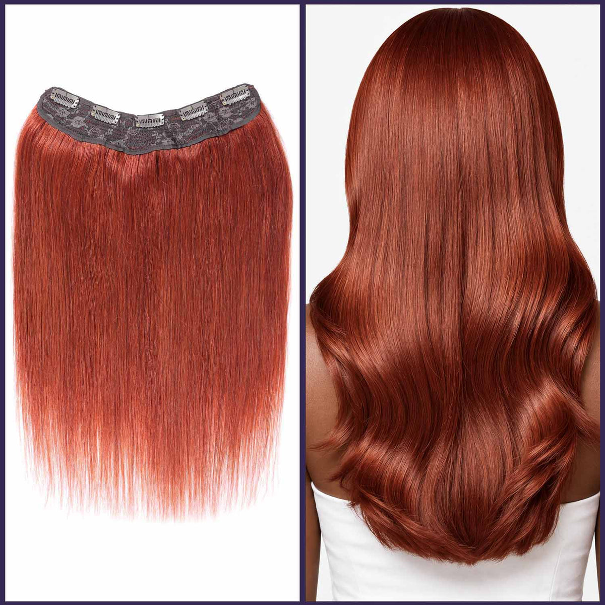 Authris Straight 1-Piece Clip-In Human Hair Extensions | Auburn Brown
