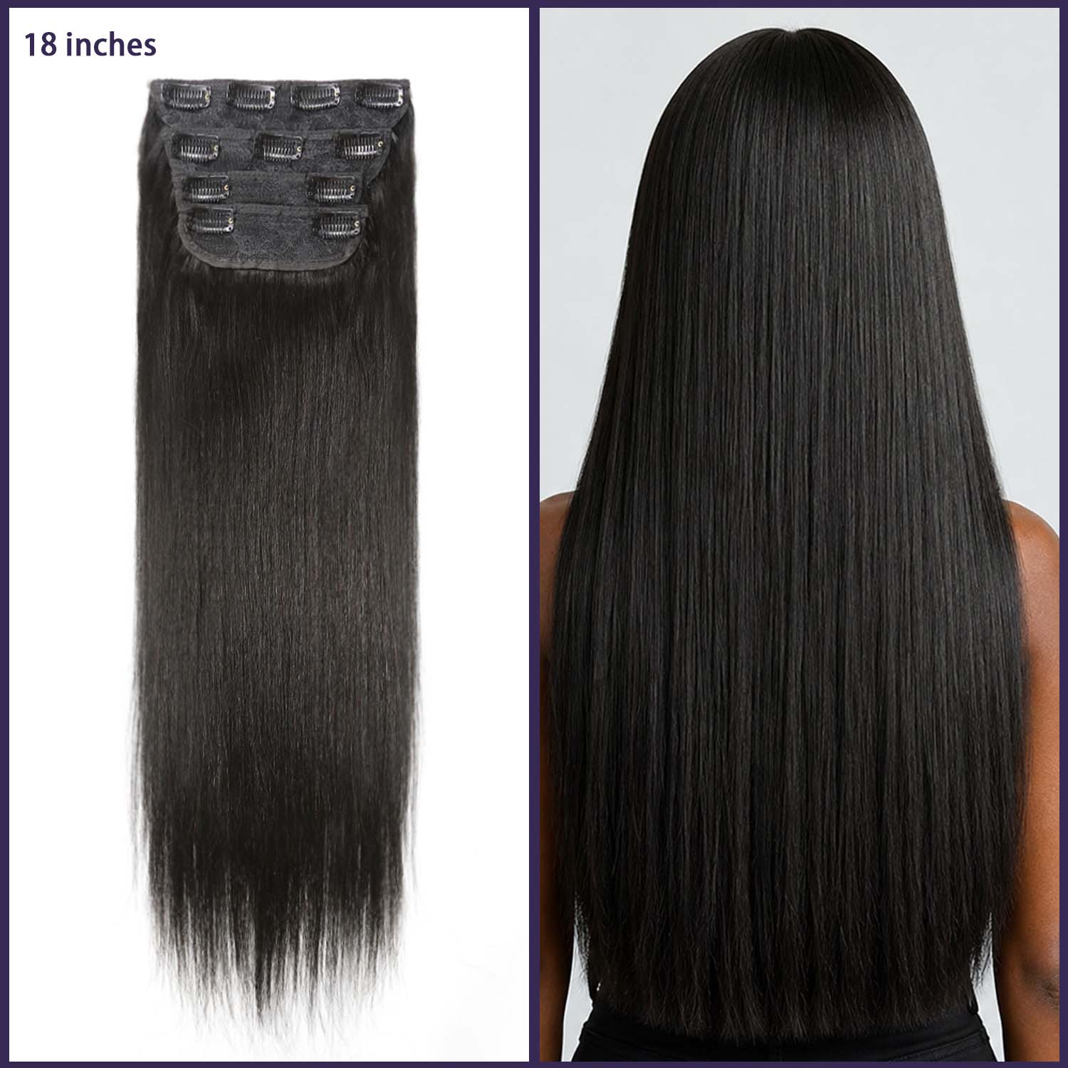Authris 4-Piece Clip-In Human Hair Extensions | Natural Black