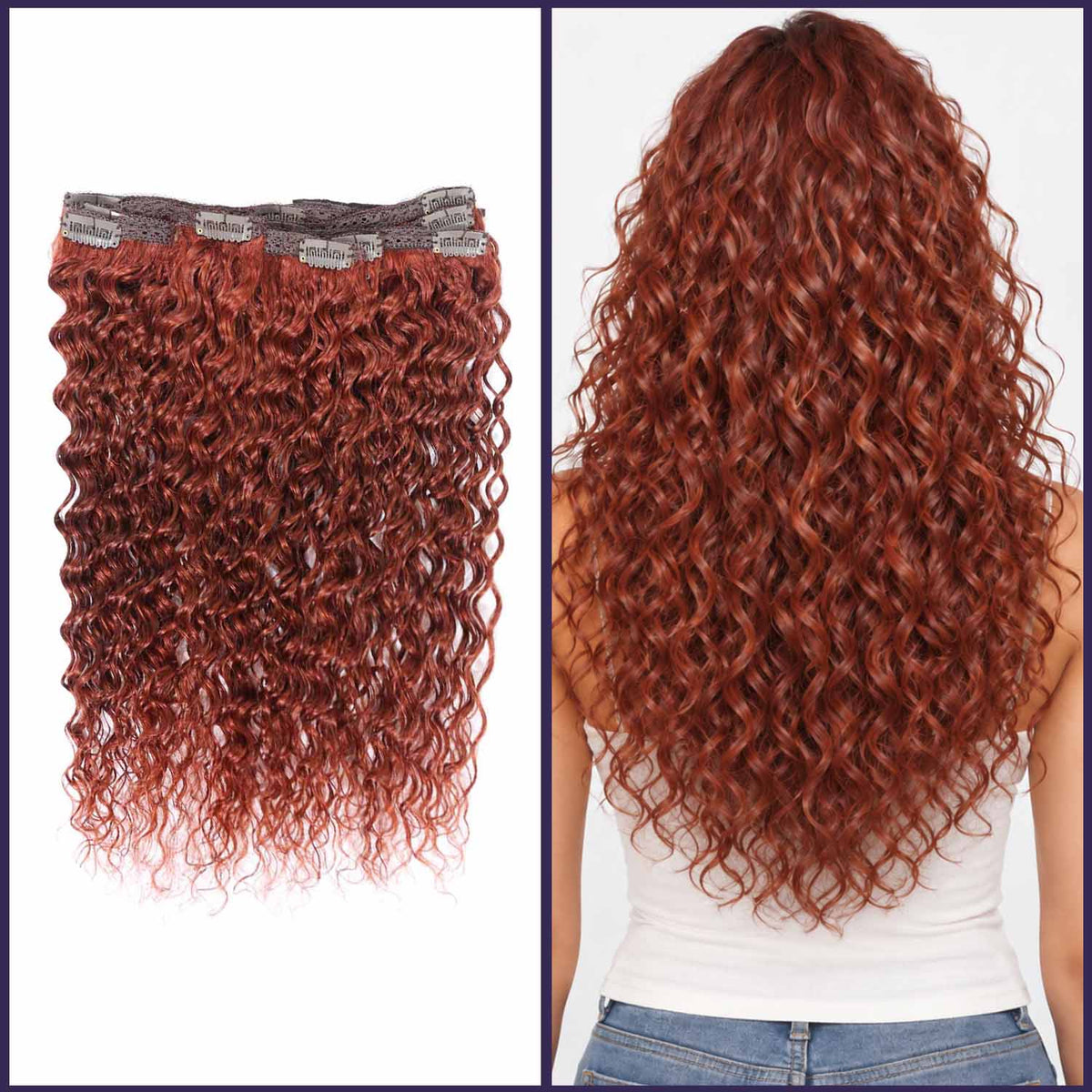 Authris Deep Wave 8-Piece Clip-In Human Hair Extensions | Auburn Brown