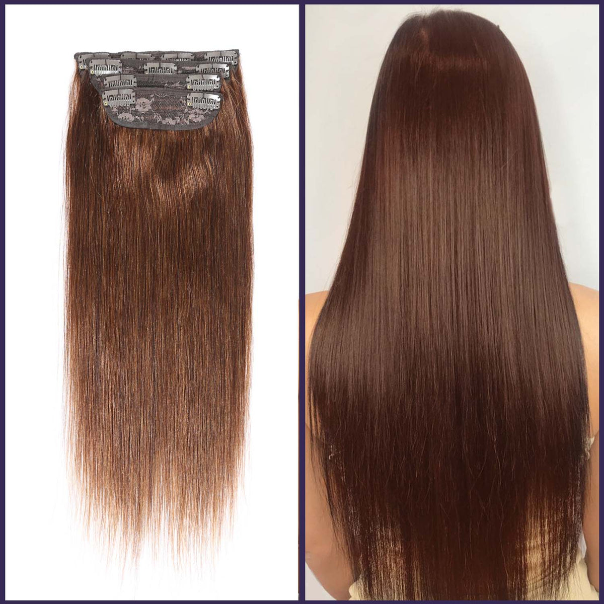 Authris 4-Piece Clip-In Human Hair Extensions | Chocolate Brown
