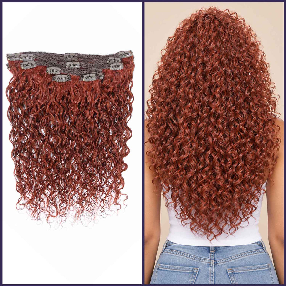 Authris Water Wave 8-Piece Clip-In Human Hair Extensions | Auburn Brown