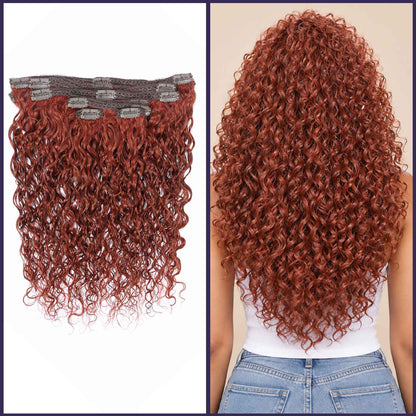 Authris Water Wave 8-Piece Clip-In Human Hair Extensions | Auburn Brown