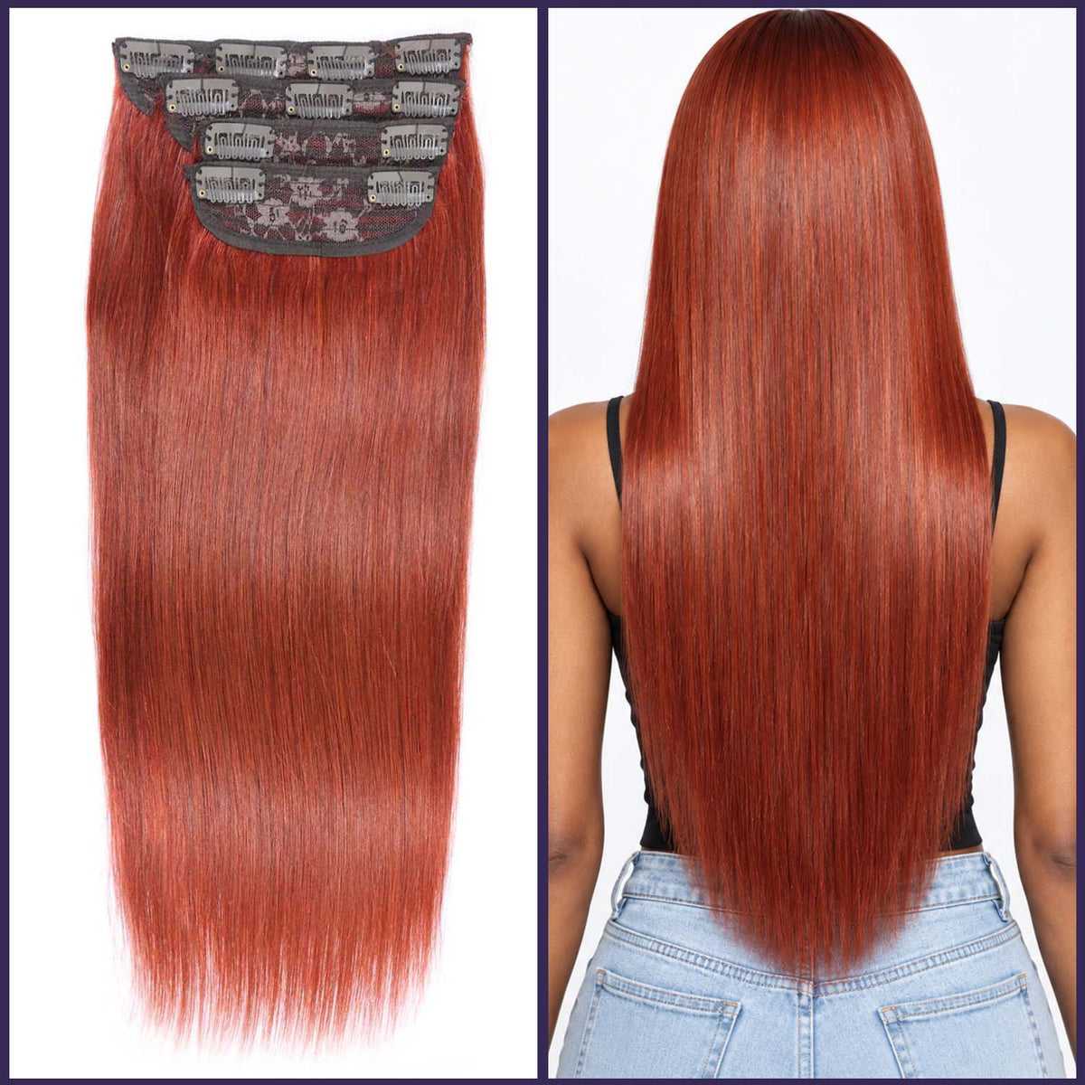 Authris Straight 4-Piece Clip-In Human Hair Extensions | Auburn Brown