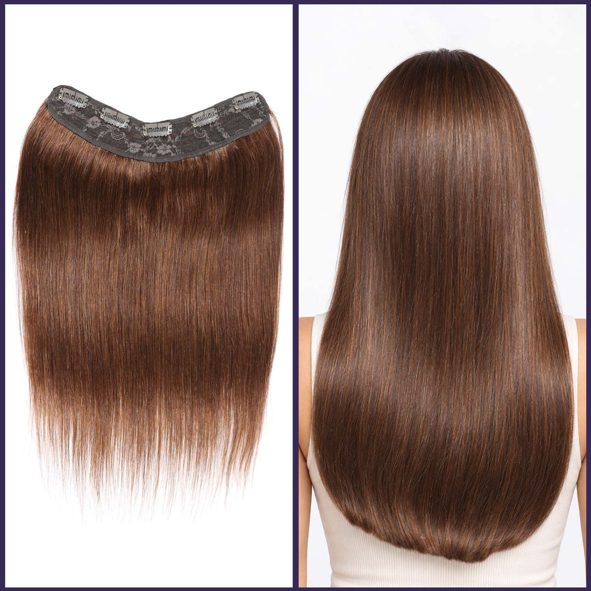 Authris Straight 1-Piece Clip-In Human Hair Extensions | Chocolate Brown