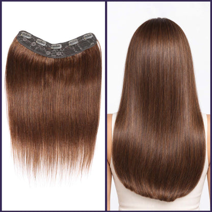 Authris Straight 1-Piece Clip-In Human Hair Extensions | Chocolate Brown
