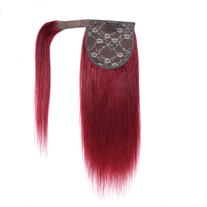 Authris Straight Human Hair Instant Wrap Ponytail | Burgundy