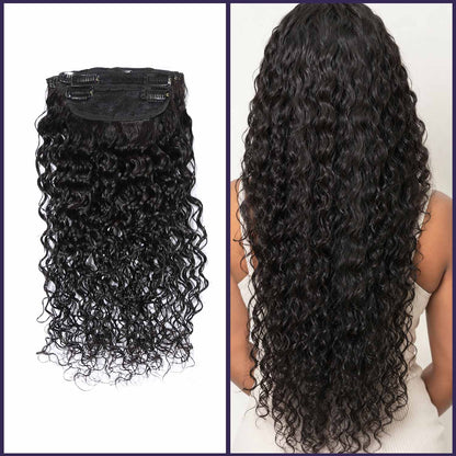 Authris Deep Wave 4-Piece Clip-In Human Hair Extensions | Natural Black