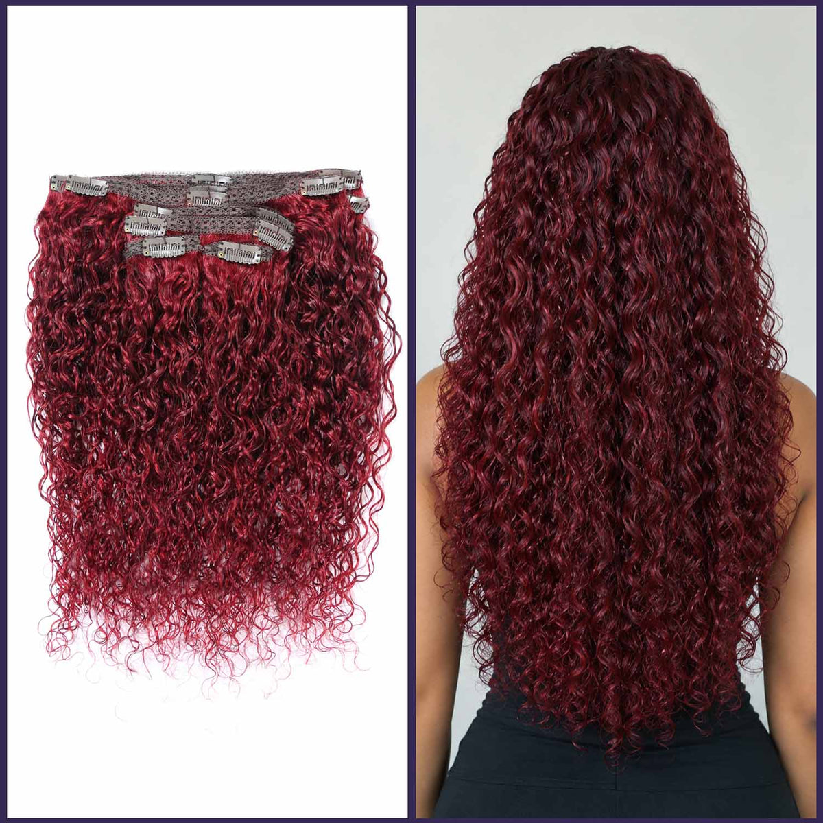 Authris Water Wave 8-Piece Clip-In Human Hair Extensions | Burgundy