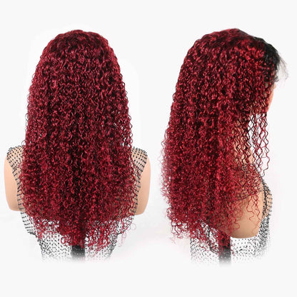 Authris Curly HD Lace Front Human Hair Wig | Burgundy Ombre product photo 3