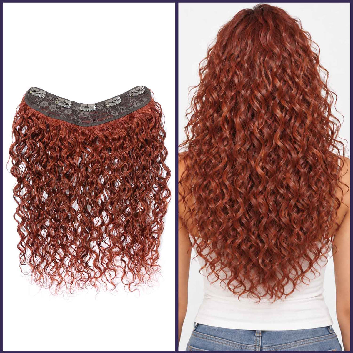 Authris Water Wave 1-Piece Clip-In Human Hair Extensions | Auburn Brown