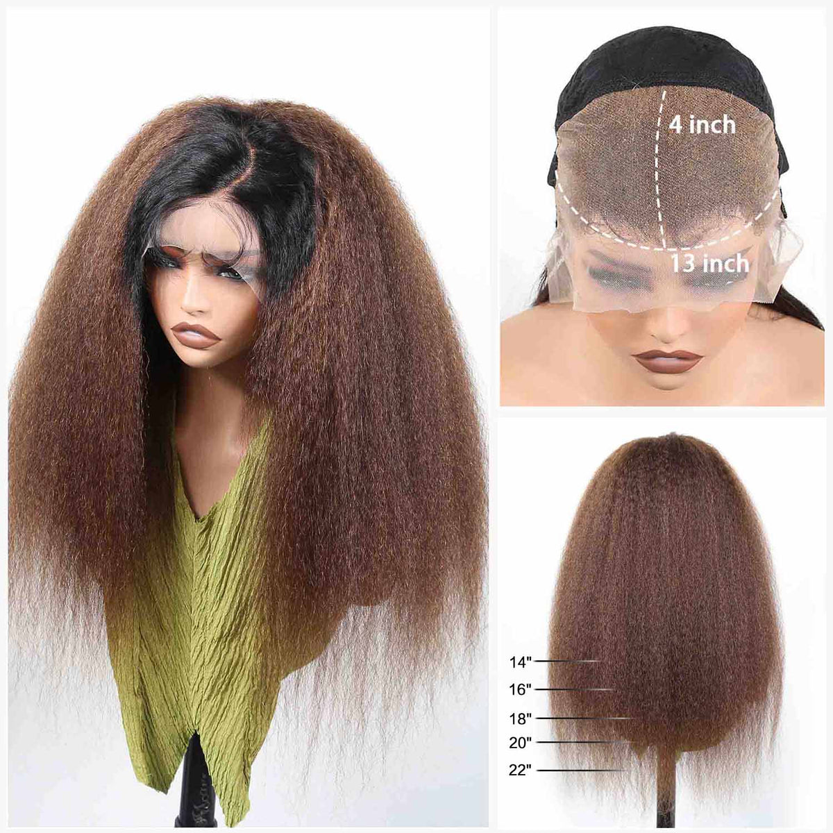 Authris Kinky Straight HD Lace Front Human Hair Wig | Chocolate Ombre