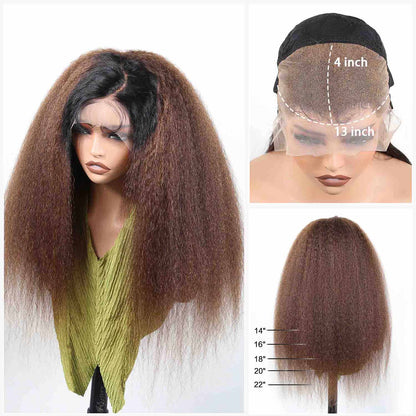 Authris Kinky Straight HD Lace Front Human Hair Wig | Chocolate Ombre