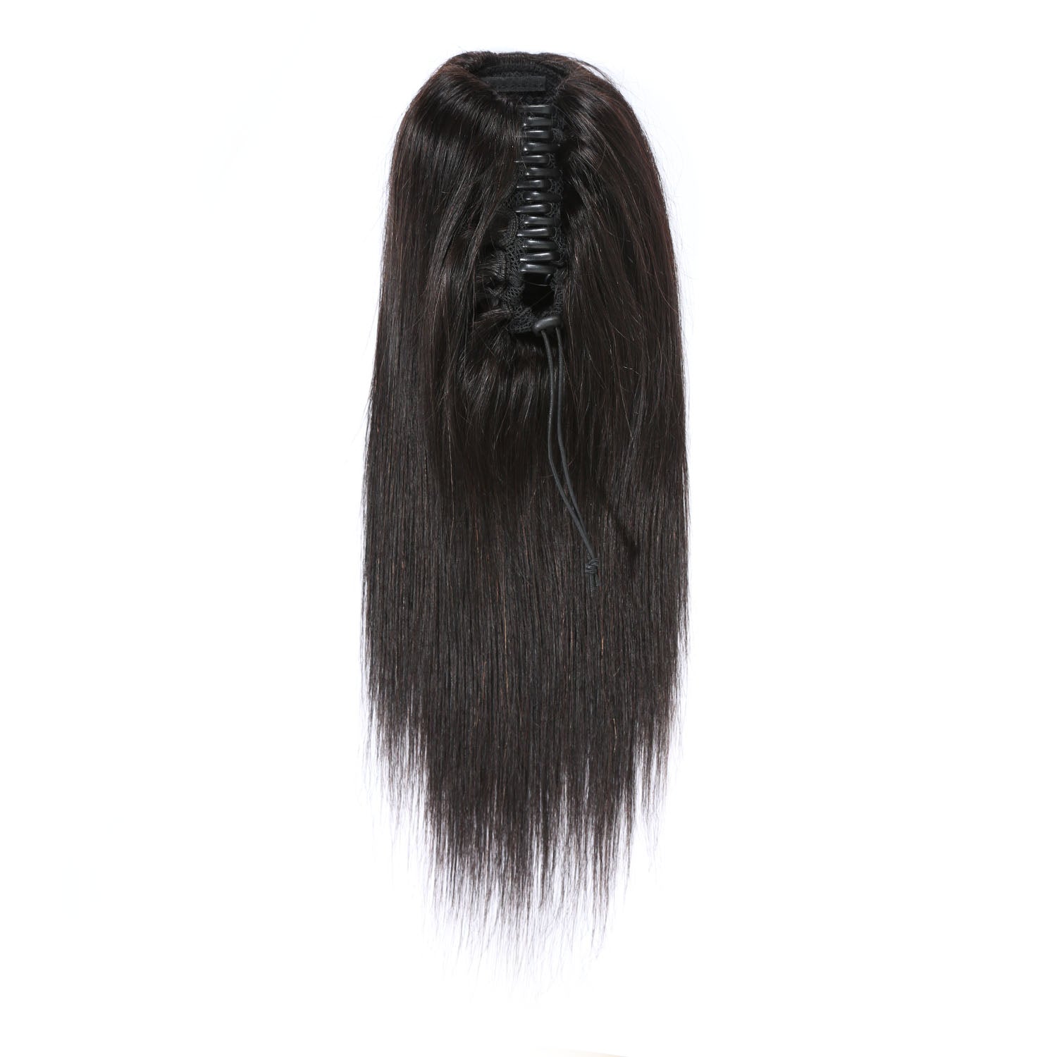 Authris Straight Human Hair Claw Clip Ponytail | Natural Black
