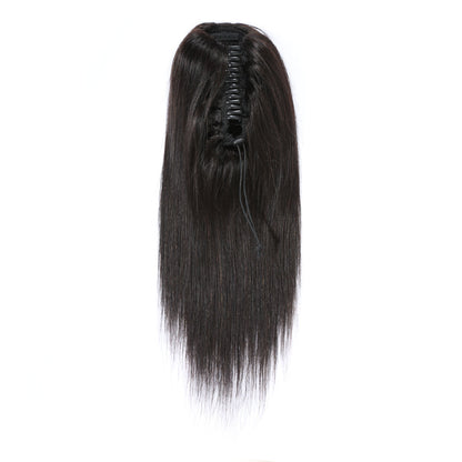 Authris Straight Human Hair Claw Clip Ponytail | Natural Black