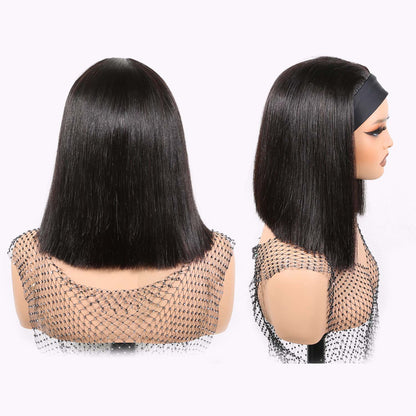 Authris Straight Headband Bob Human Hair Wig | Natural Black