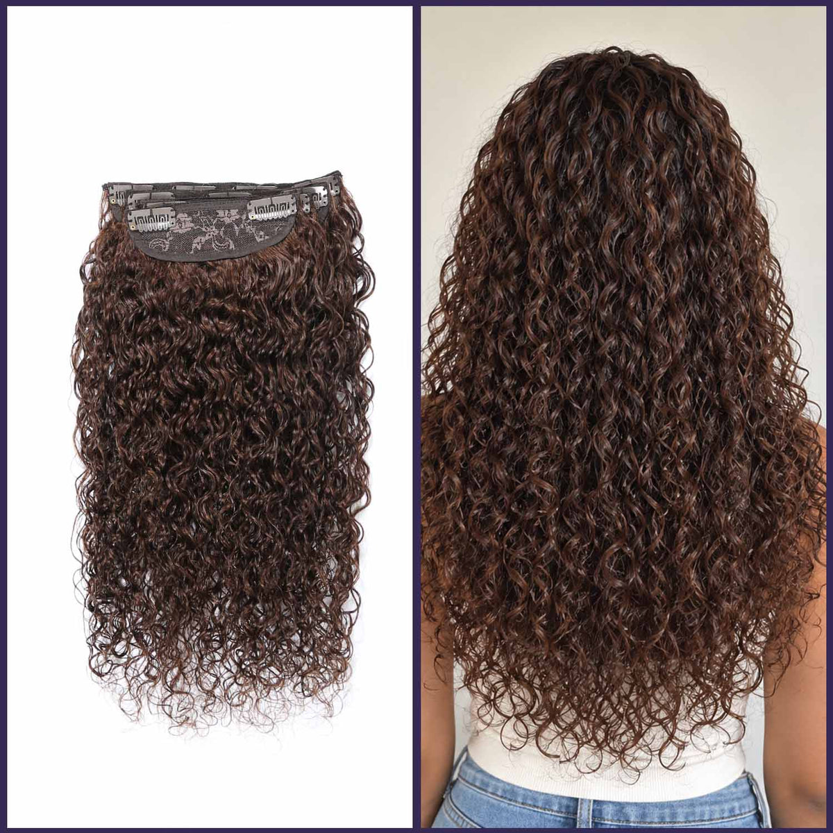 Authris Water Wave 4-Piece Clip-In Human Hair Extensions | Chocolate Brown