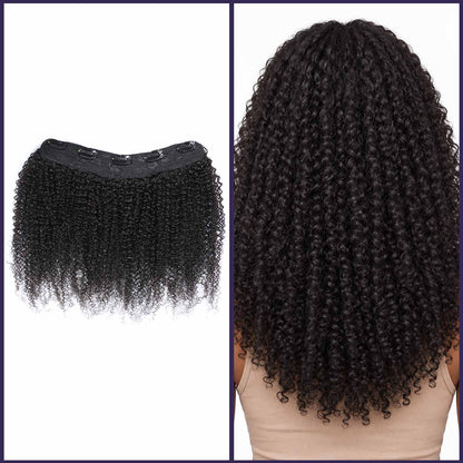 Authris Afro Kinky Curly 1-Piece Clip-In Human Hair Extensions | Natural Black