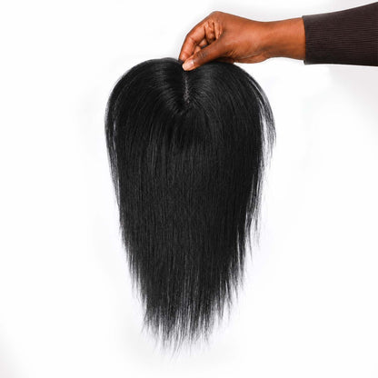Authris Straight Heart-shaped middle parting Hair Topper for women | Natural Black