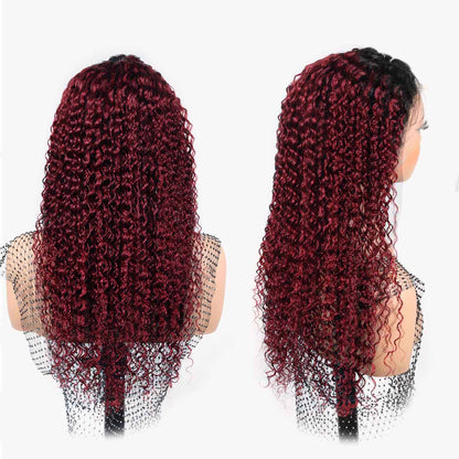 Authris Deep Wave HD Lace Front Human Hair Wig | Burgundy Ombre