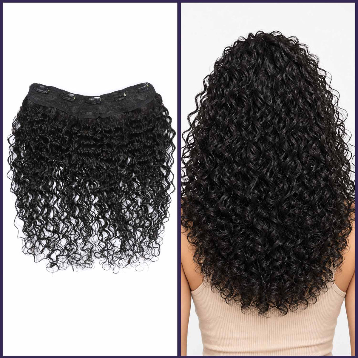 Authris Deep Wave 1-Piece Clip-In Human Hair Extensions | Natural Black