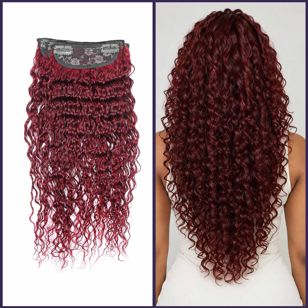 Authris Deep Wave 4-Piece Clip-In Human Hair Extensions | Burgundy