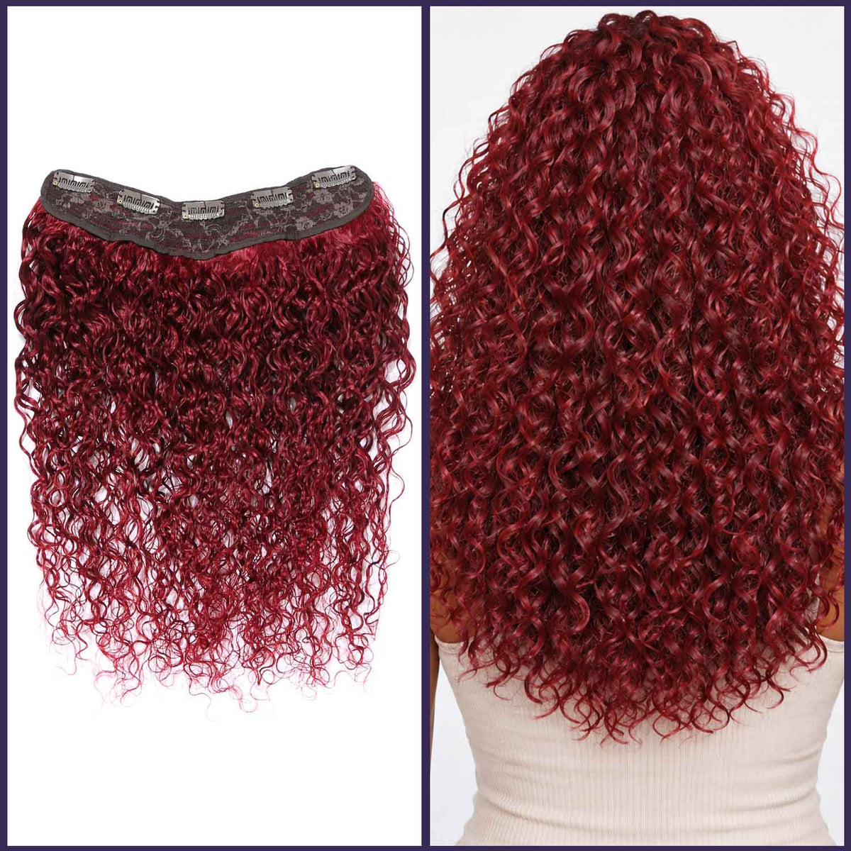 Authris Water Wave 1-Piece Clip-In Human Hair Extensions | Burgundy