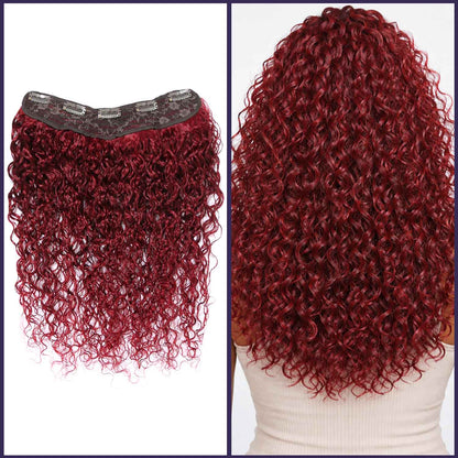 Authris Water Wave 1-Piece Clip-In Human Hair Extensions | Burgundy