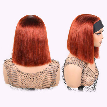 Authris Straight Headband Bob Human Hair Wig | Auburn Brown