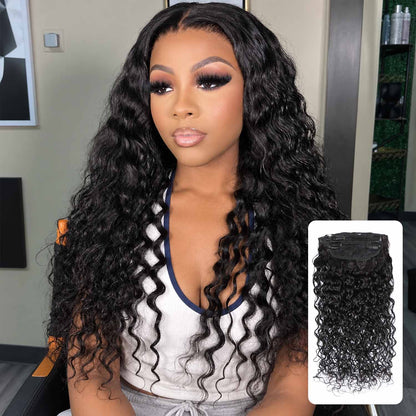 Authris Deep Wave 4-Piece Clip-In Human Hair Extensions | Natural Black