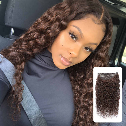 Authris Water Wave 4-Piece Clip-In Human Hair Extensions | Chocolate Brown