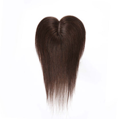Authris Straight Heart-shaped middle parting Hair Topper for women | Chocolate Brown