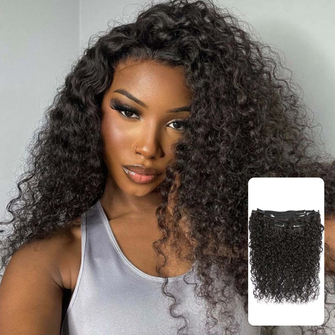 AUTHRIS Curly Clip-Ins (8-Piece) | Natural Black