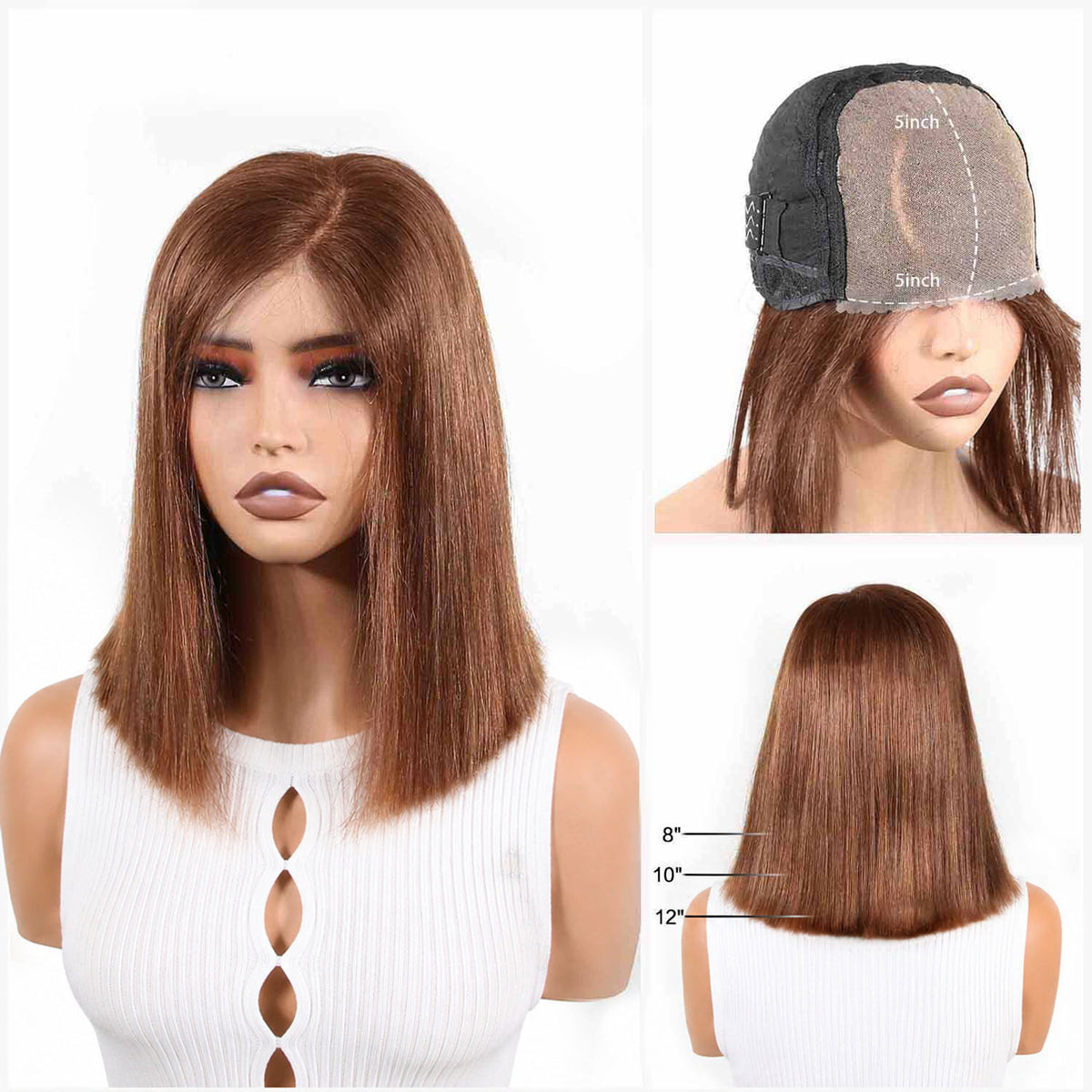 Authris Straight Bob Human Hair Wig | Chocolate Brown